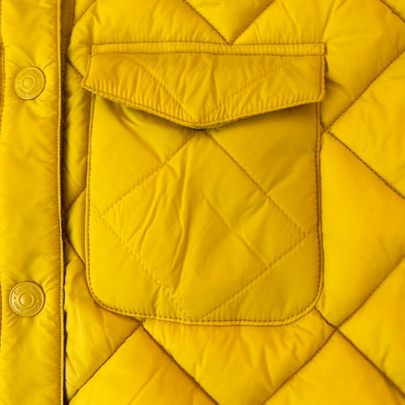 Calvin Klein Yellow Quilted Jacket with Green Corduroy Collar, Size: XS - Picture 6 of 8